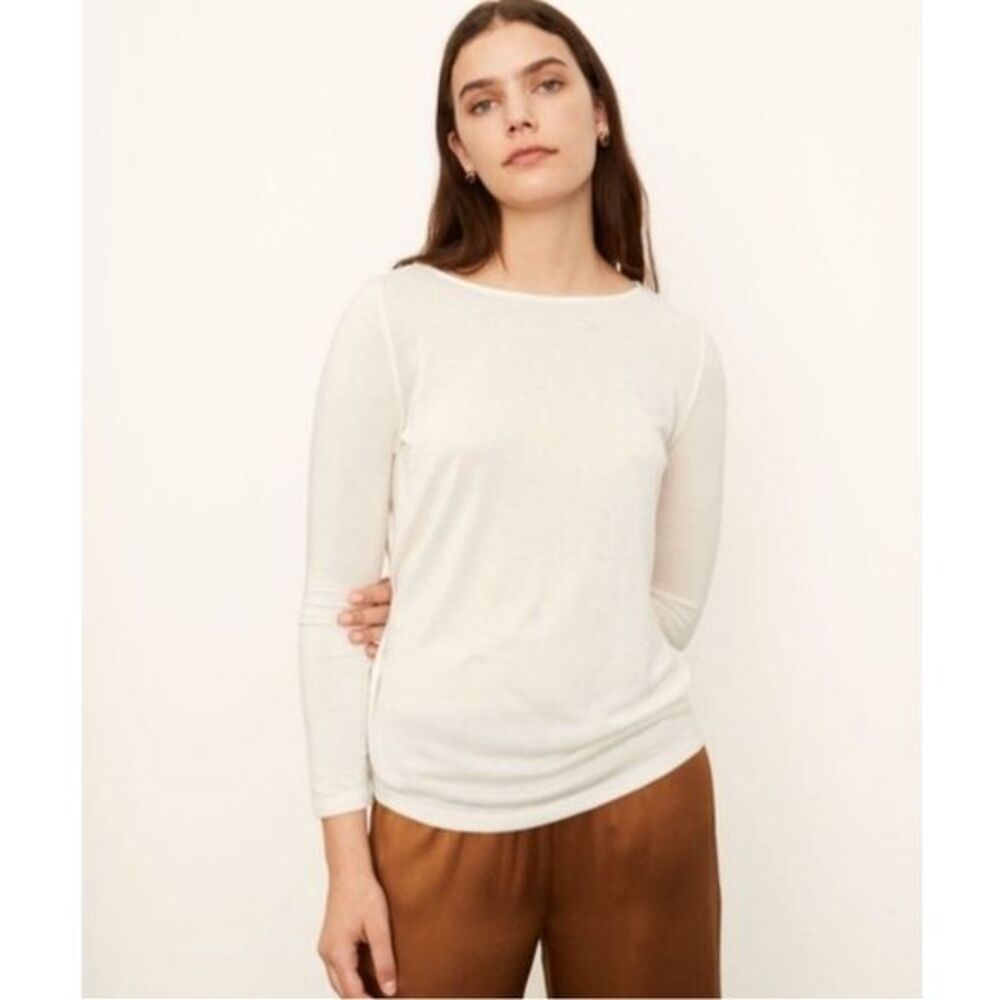 Vince Boat Neck Bracelet Sleeve Drop Shoulder Top Peruvian Stretch Modal Ivory